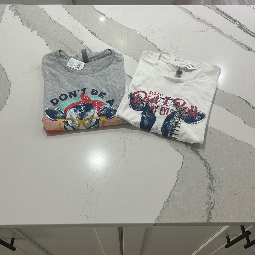 Women’s Graphic T-Shirts - Gray and White